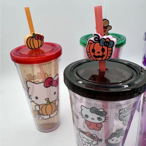 LOT OF 5 Hello Kitty Tumbler Cups New Gift Christmas Halloween Sanrio Cartoon - Picture 3 of 12